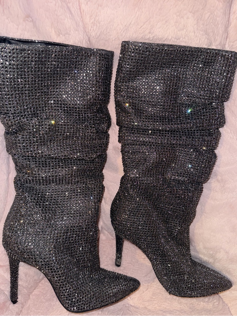 Jessica Simpson Layzer Rhinestone Slouch Pointed Toe boots Size 7M